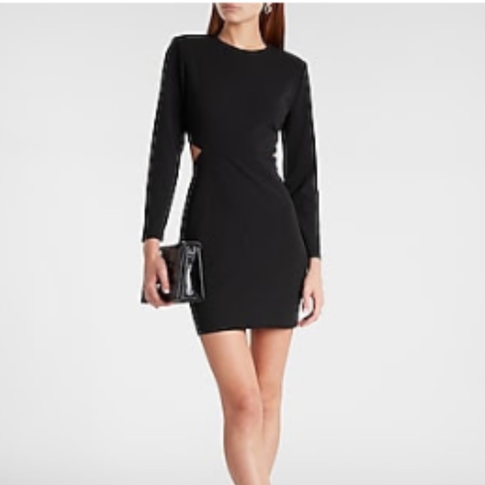 Express Strong Shoulder Side Cutout Mini Dress